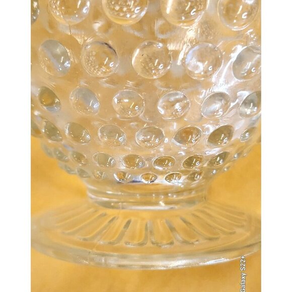 Anchor Hocking MOONSTONE Opalescent Hobnail Glass Sugar Bowl With Double Handles - Picture 12 of 16